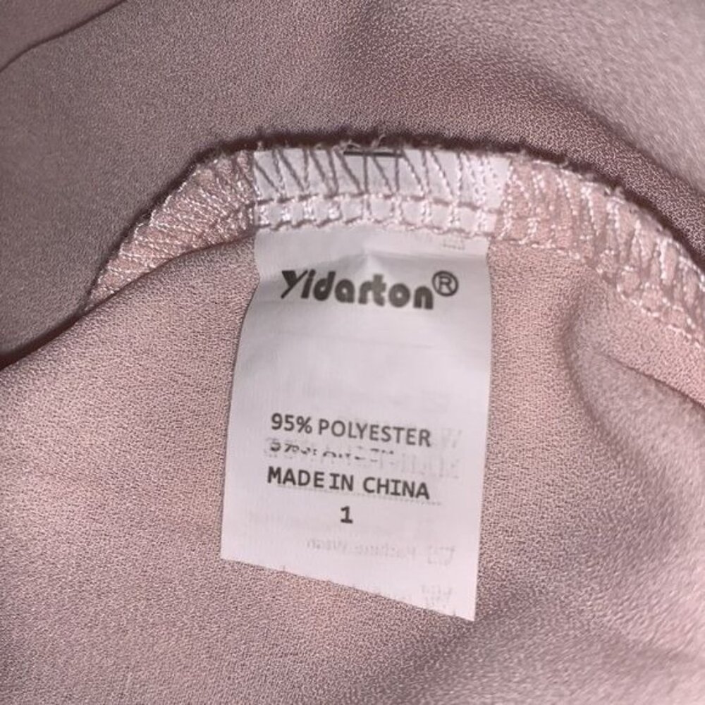 Yidarton Womens Blush Pink Long Sleeve Tie Neck Blouse Polyester M - Picture 4 of 8
